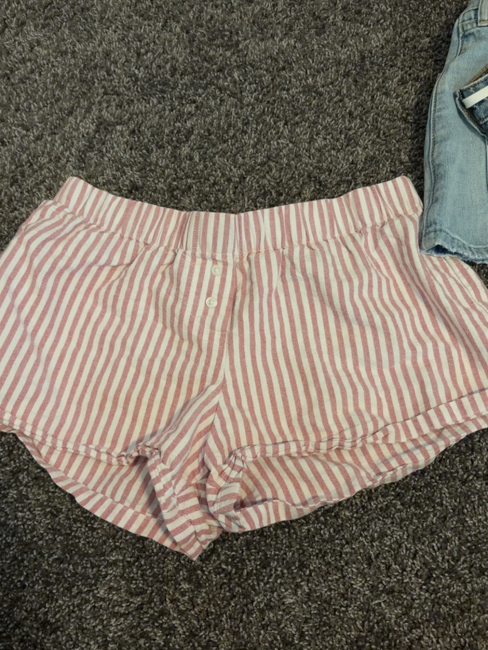 Brandy Melville Pink and White Striped High-Waist Shorts